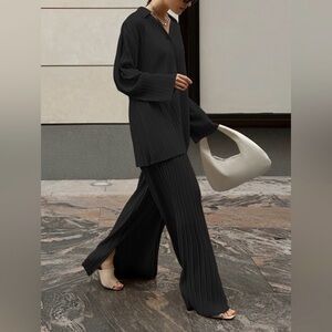 Commense oversized Black Wide Leg Pants set